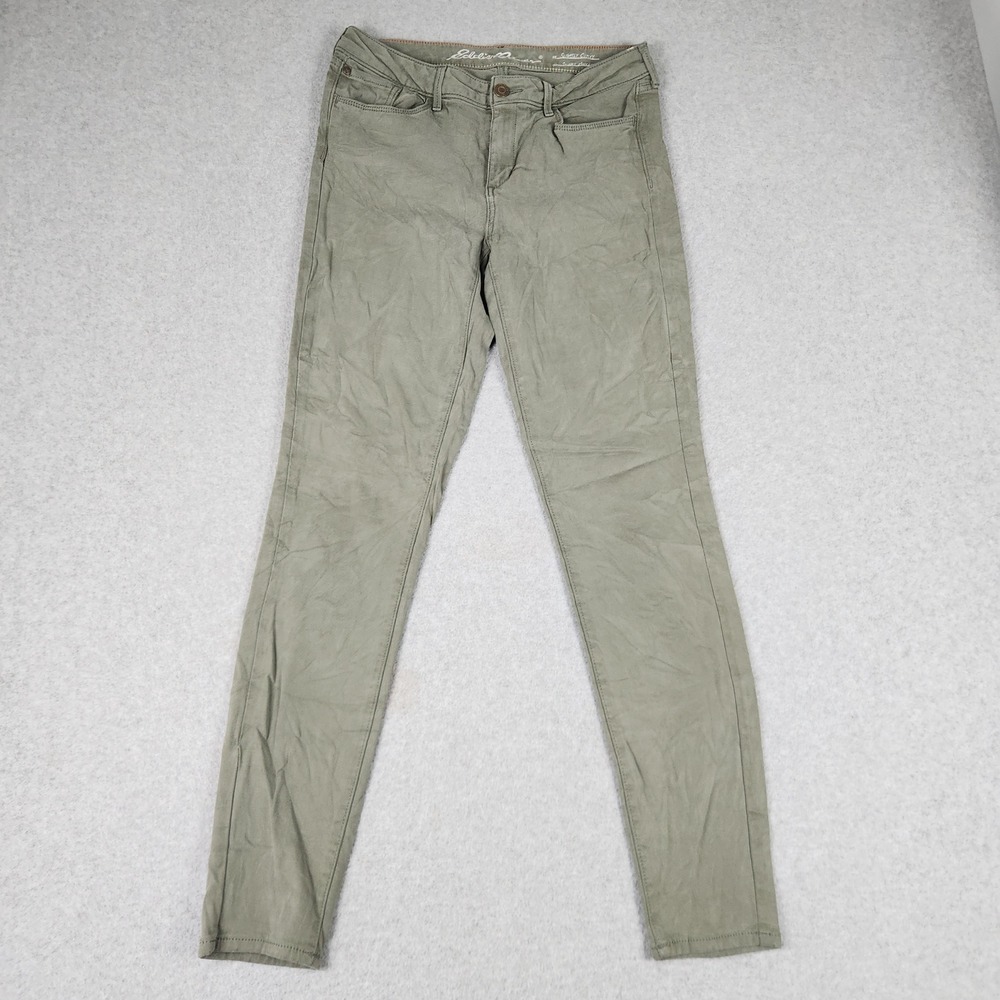 Eddie Bauer Skinny Ankle Pants Womens W27 Olive Green Stretch Slightly Curvy